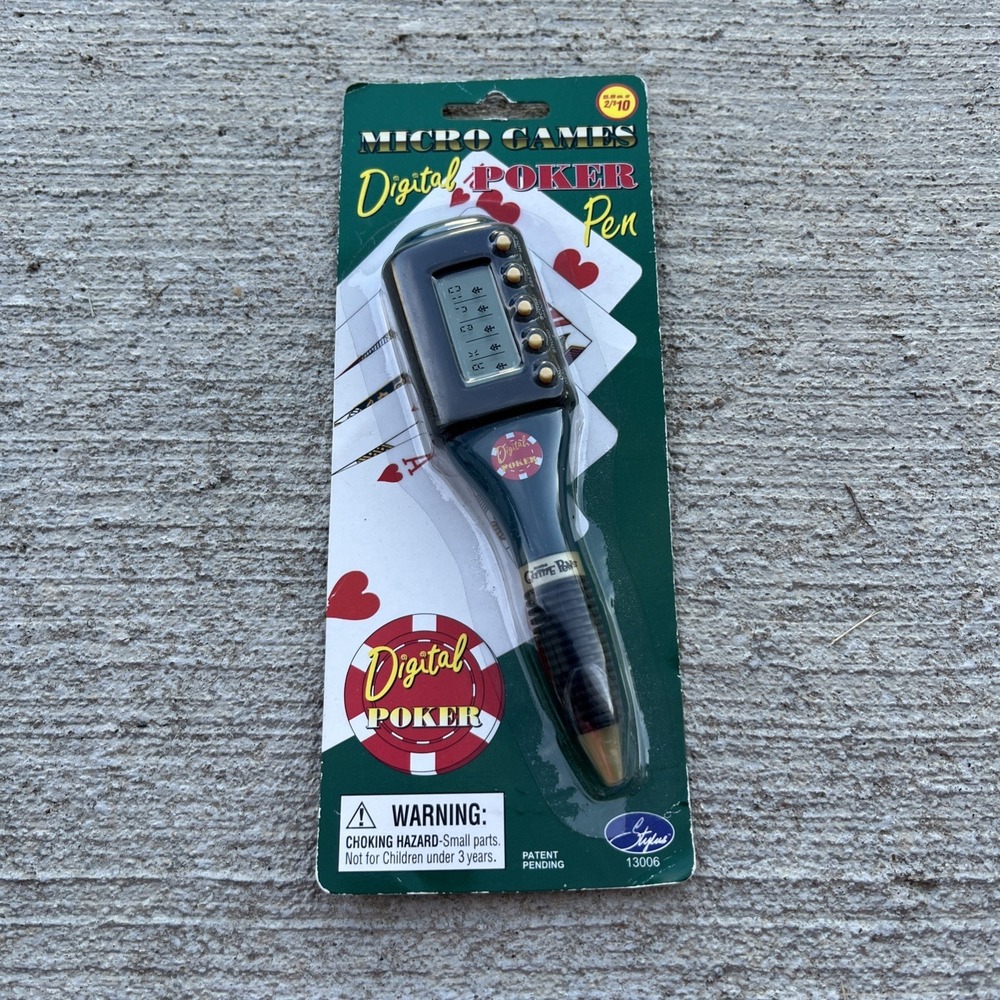 Digital Poker Pen Micro Games Poker Card Games Casino Handheld Blue NIP NOS